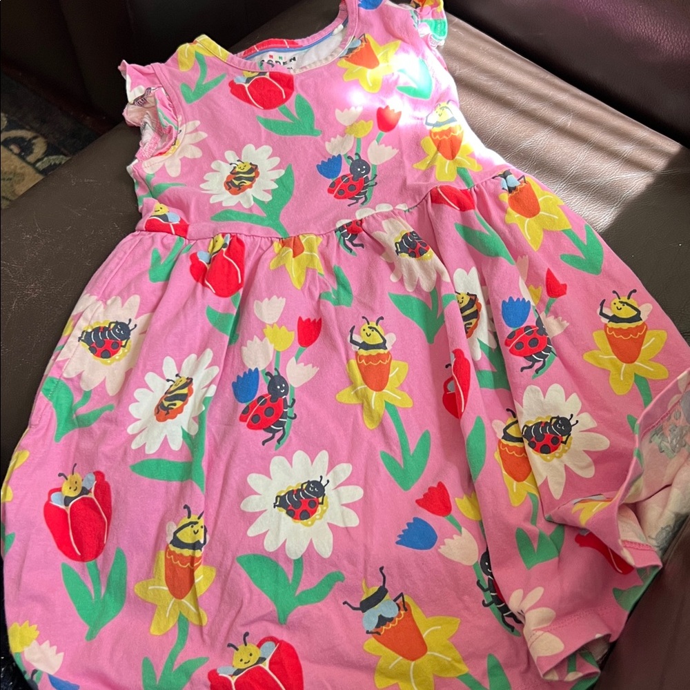 Mini Boden Pink Floral & Bug Print Kids Dress 5-6Y - Picture 3 of 3